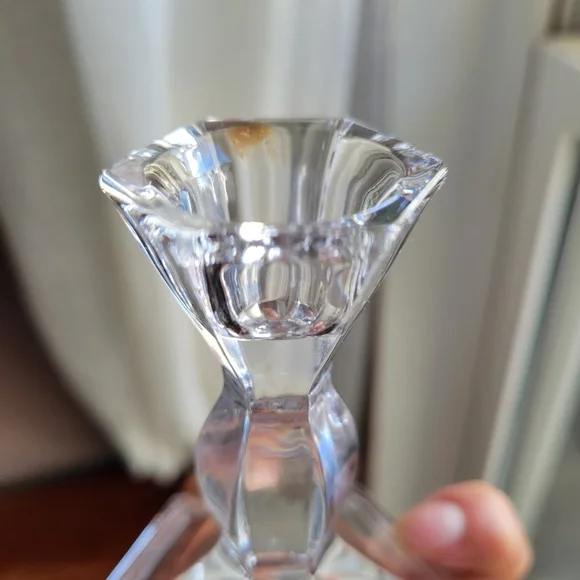 24% Full Lead Crystal Candlesticks Set of 2 USA Made Candle Holders Vintage 4" H - Picture 9 of 9